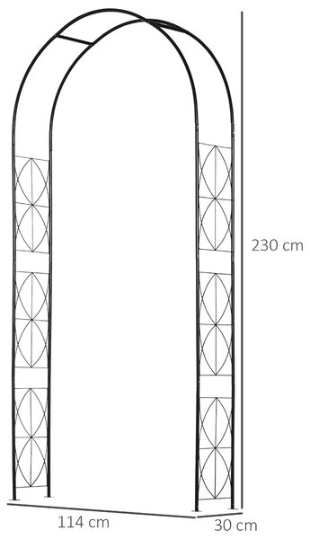 Outsunny Arco per Rose e Supporto per Piante Rampicanti in Metallo, 114x30x230cm, Nero|Aosom