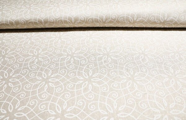 Tessuto decorativo Stelle bianche con lurex, h. 140 cm