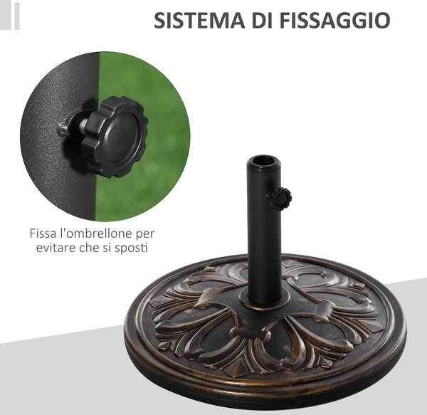 Outsunny Base per Ombrellone Regolabile Supporto per Ombrellone Parasole 13kg in Cemento e Bronzo|Aosom