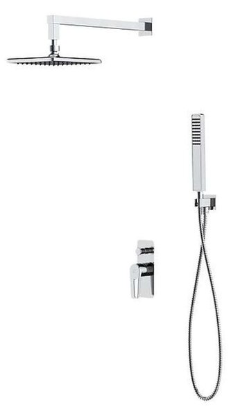 Cersanit Mille - Set doccia con miscelatore ad incasso, con corpo incasso, 20x20 cm, cromo S952-012