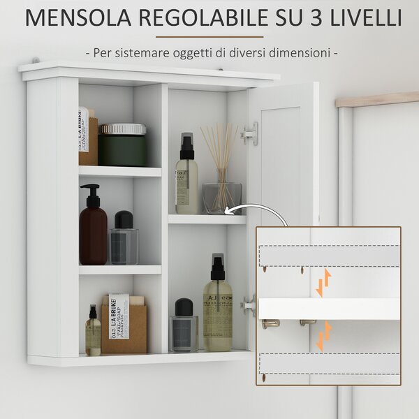 Homcom Mobile bagno mobiletto bagno mobile salvaspazio bagno mobiletto arredo bagno pensile da bagno armadietto sospeso legno bianco