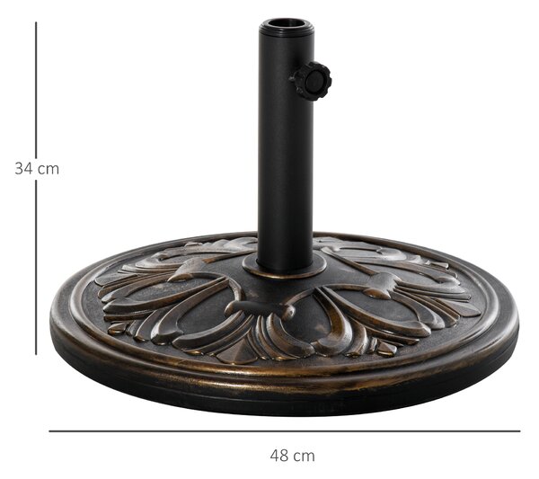 Outsunny Base per Ombrellone Regolabile Supporto per Ombrellone Parasole 13kg in Cemento e Bronzo|Aosom