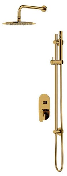 Cersanit Inverto - Set doccia con miscelatore ad incasso, con corpo incasso, diametro 25 cm, oro S952-007