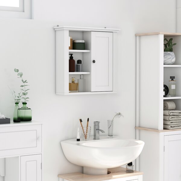 Homcom Mobile bagno mobiletto bagno mobile salvaspazio bagno mobiletto arredo bagno pensile da bagno armadietto sospeso legno bianco