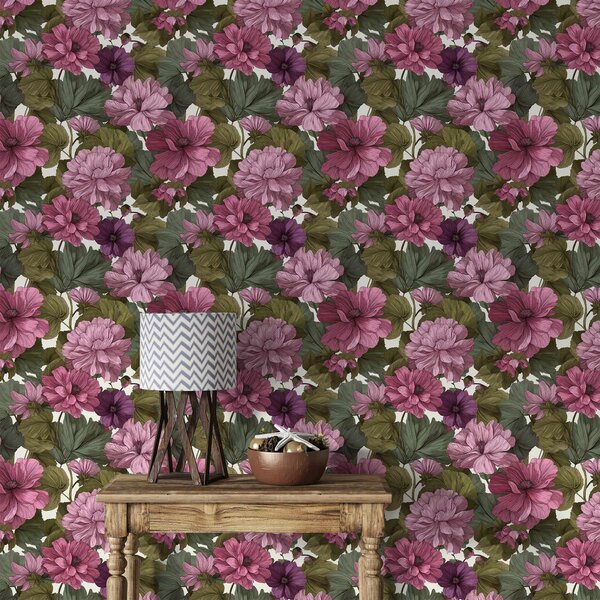 Carta da parati Fiori rosa, Parati fiori e piante classici, a00541 : Uwalls.it