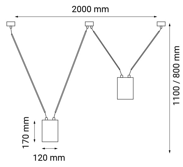 Shilo 9021 - Lampadario su filo VIWIN 2xGU10/15W/230V nero