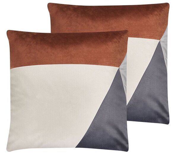 Set di 2 cuscini multicolore motivo geometrico con cerniera 45 x 45 cm soggiorno camera da letto Beliani
