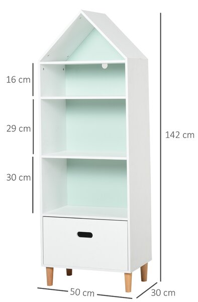 HOMCOM Scaffale Libreria Organizzatore Armadietto a Scomparti per bambini con cassetto scomparto in legno bainco rosa blu|Aosom
