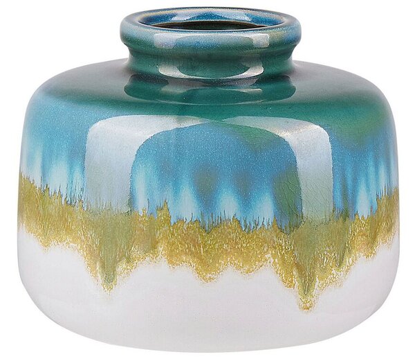 Vaso per fiori accessorio per la casa Vaso in gres porcellanato 16 cm rotondo Multicolore Beliani