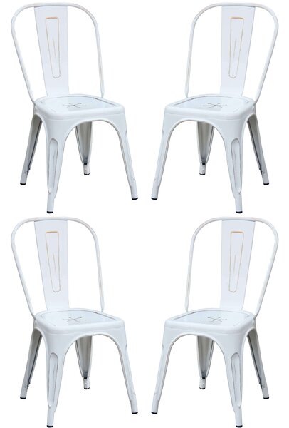 AGATHA - set di 4 sedie in metallo bianco antico