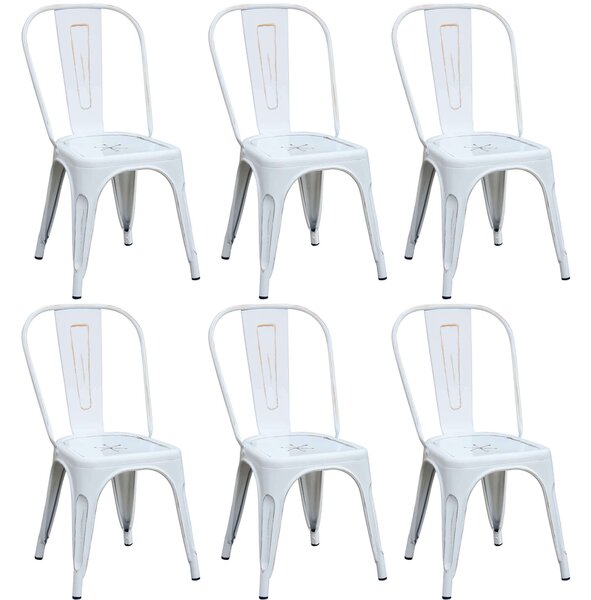 AGATHA - set di 6 sedie in metallo bianco antico
