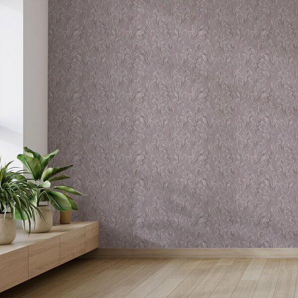 Carta da parati Onde fluenti di foglie in una palette di colori rosa antico e beige, Parati fiori e piante classici, a00495 : Uwalls.it