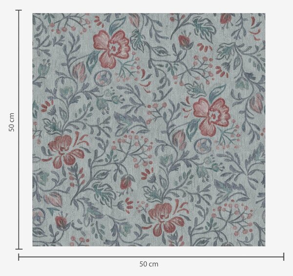 Carta da parati Fiori pastello su sfondo grigio-blu, Parati fiori e piante classici, a00499 : Uwalls.it