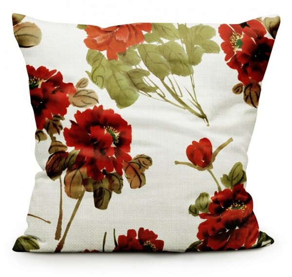 Federa cuscino MIGD116 40x40 cm rosso fiori