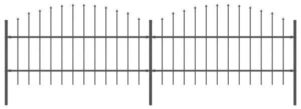 Recinzione Giardino Punta a Lancia (0,75-1)x3,4m Acciaio Nera