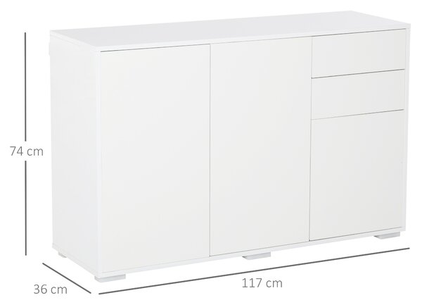 HOMCOM Mobiletto Multiuso in Legno per Soggiorno, Cucina, Ufficio con Apertura a Pressione, 117x36x74cm|Aosom