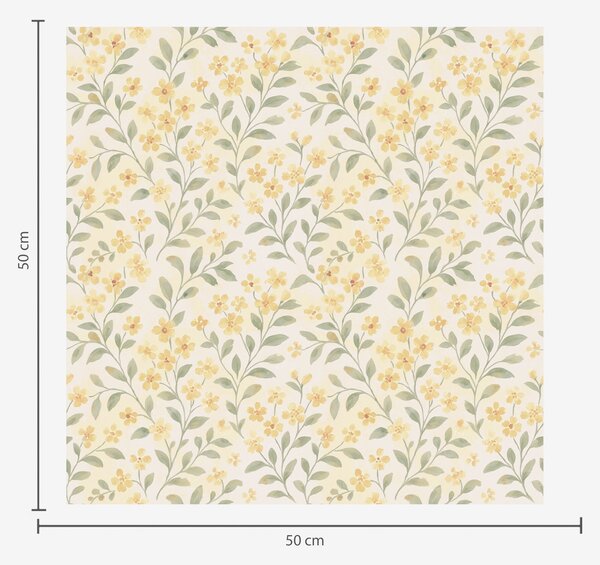 Carta da parati Fiori gialli acquerellati su sfondo chiaro, Parati fiori e piante classici, a00570 : Uwalls.it