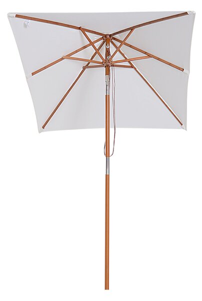 Outsunny Ombrellone da Giardino 2x1.5m Inclinabile con 6 Stecche, Apertura con Corda e Palo Centrale in Legno di Abete, Beige | Aosom