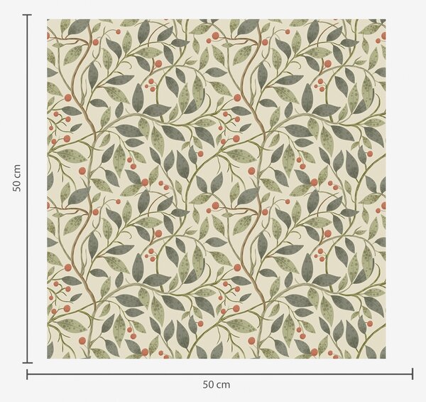 Carta da parati Rami di ulivo con bacche su uno sfondo chiaro e caldo, Parati fiori e piante classici, a00573 : Uwalls.it