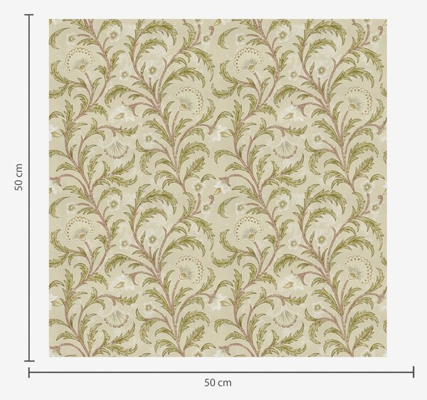 Carta da parati Ornamento vintage con volute e fiori, beige e oliva, Parati fiori e piante classici, a00574 : Uwalls.it