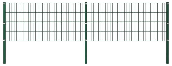 Pannello di Recinzione con Pali in Ferro 3,4x0,8 m Verde