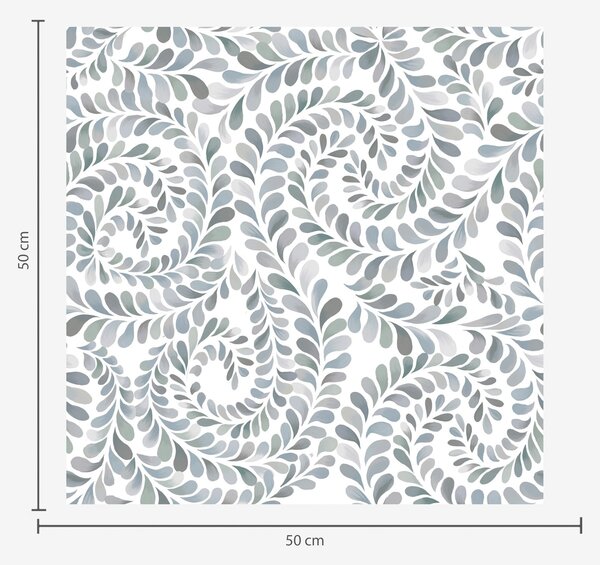 Carta da parati Spirali fogliari nei toni freddi del grigio-blu, Parati fiori e piante classici, a00602v1 : Uwalls.it