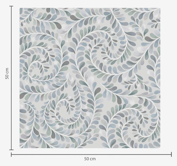 Carta da parati Foglie a spirale in una palette di colori blu-grigio-verde, Parati fiori e piante classici, a00602 : Uwalls.it