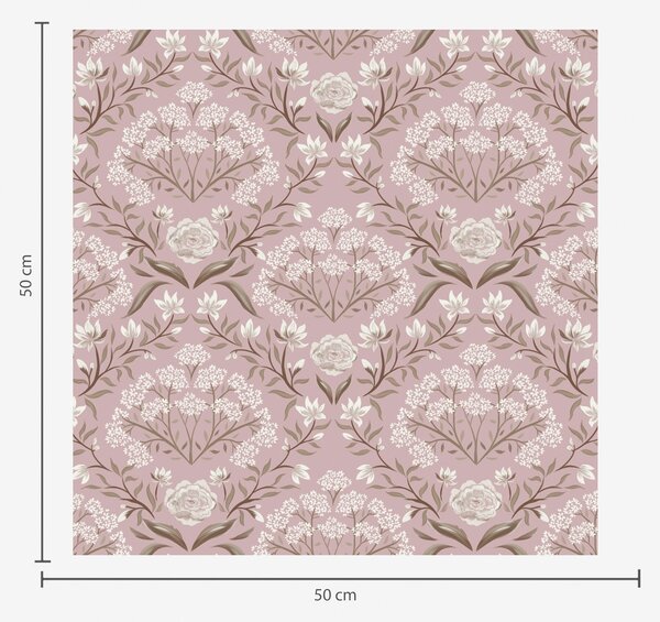 Carta da parati Damasco rosa: peonie, bucaneve e grappoli di pizzo, Parati fiori e piante classici, a00603 : Uwalls.it
