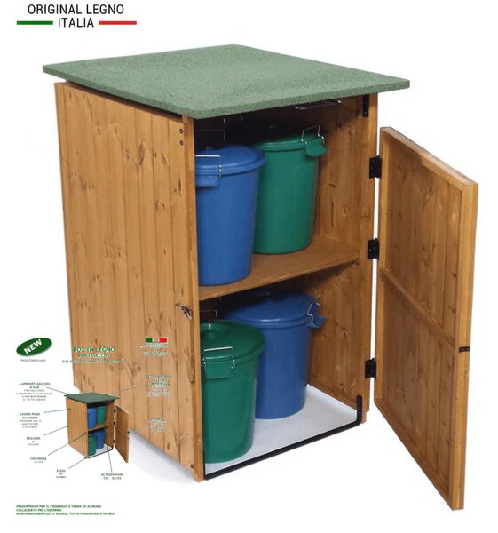 Box Porta Secchi in Legno � comodo per riporre pi� secchi Dimensioni 74 x 86 x h116 cm colore noce
