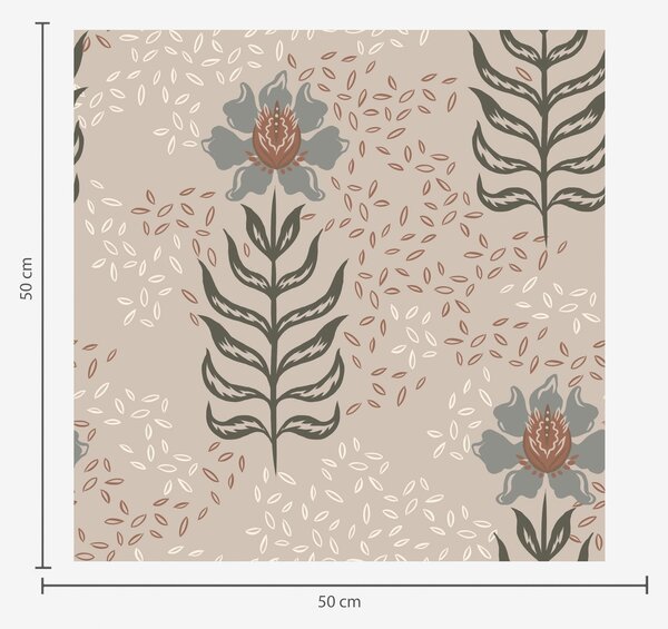 Carta da parati Fiori e semi stilizzati su beige caldo, Parati fiori e piante classici, a00604 : Uwalls.it
