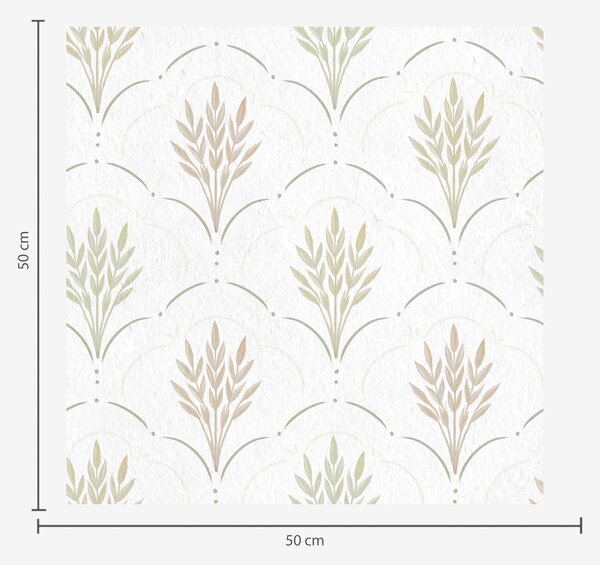 Carta da parati Grano in un ornamento ad arco, pastelli tenui su sfondo bianco, Parati fiori e piante classici, a00607v1 : Uwalls.it