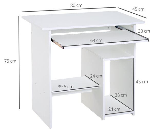 Scrivania SoBuy Con Ripiani E Porta PC – Tavolo Computer 102x49x117 Cm, Bianco, Capacità 50 Kg