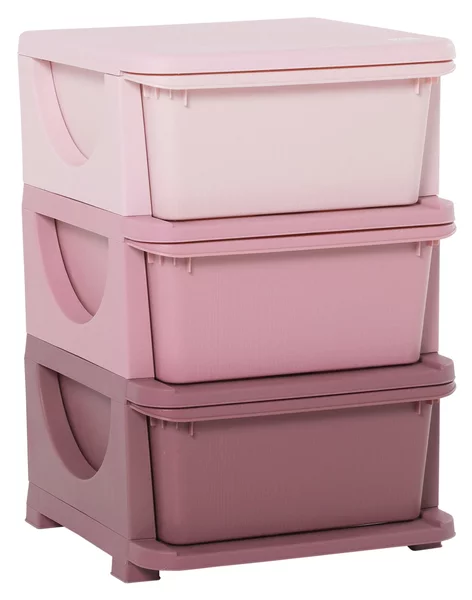 HOMCOM Cassettiera in Plastica Colorata per Cameretta con 3 Cassetti, Arredamento Casa e Asilo 37x37x56.5cm Rosa|Aosom
