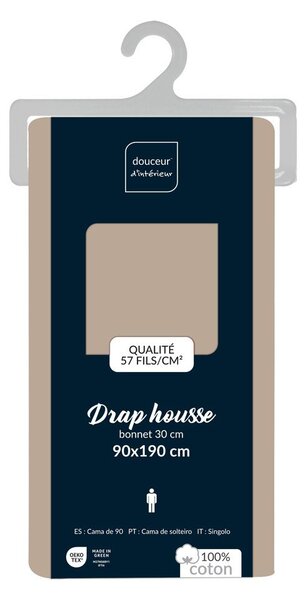 Lenzuolo con angoli beige in cotone 90x190 cm Lina – douceur d'intérieur