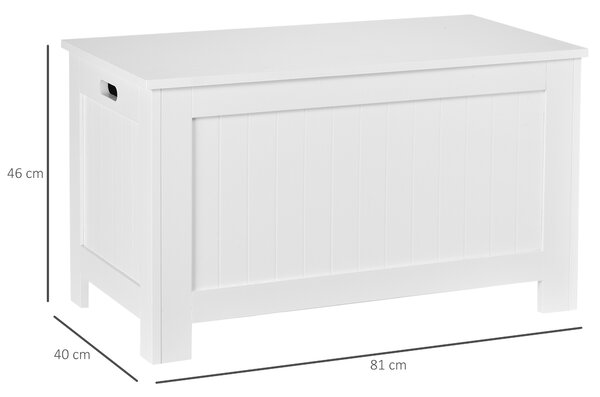 HOMCOM Panca Contenitore Multiuso in Legno MDF, 2 Maniglie e Apertura con Blocco di Sicurezza, 81x40x46cm, Bianco|Aosom