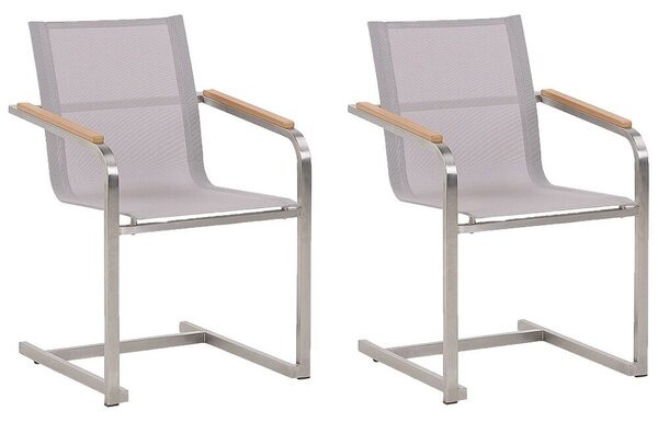 Set di 6 sedie da giardino grigio sedile sintetico struttura in acciaio inox stile cantilever Beliani