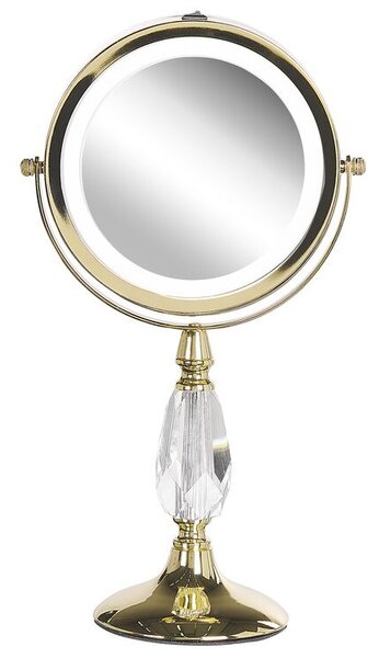 Specchio da tavolo double face per trucco a LED metallo Nero ø 18 cm 1x / 5x Beliani