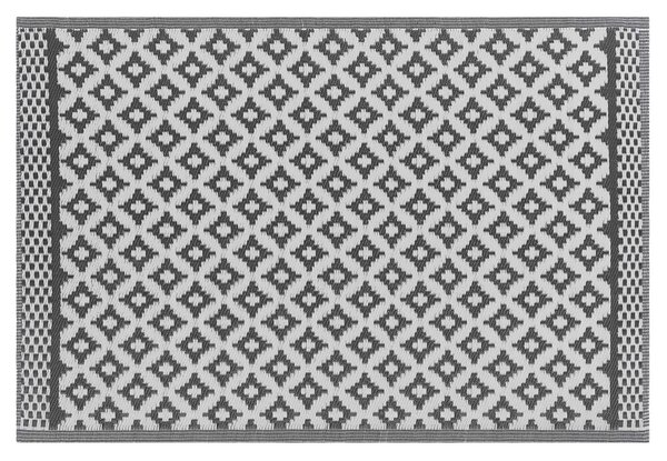 Tappeto da Zona Nero Materiale Sintetico 120 x 180 cm Per Interni Esterni Motivo Geometrico Moderno Balcone Patio Beliani