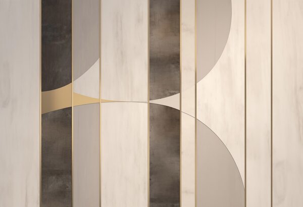 Carta da parati Pannelli geometrici con archi e accenti color champagne, Carta da parati Geometriche, w04616 : Uwalls.it