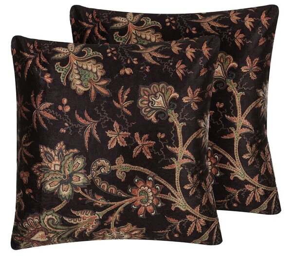 Set di 2 cuscini decorativi Multicolore motivo floreale 45 x 45 cm Accessori arredo retrò vintage Beliani
