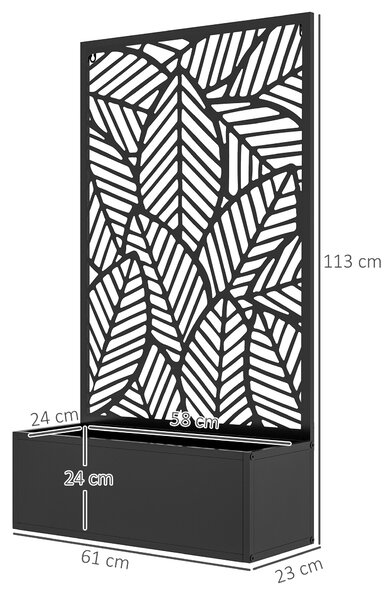 Outsunny Fioriera Rialzata con Spalliera Decorativa per Rampicanti da Terra e Parete in Metallo, 61x23x113 cm, Nero | Aosom Italy