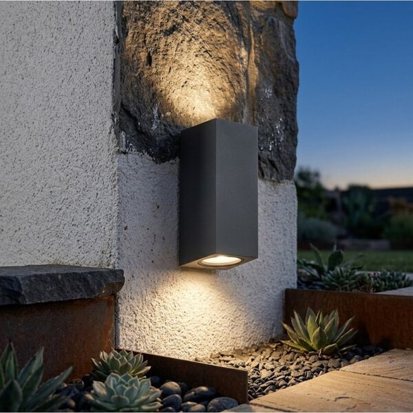 Applique moderno top light atene ag gu10 led ip65 biemissione alluminio - Top Light