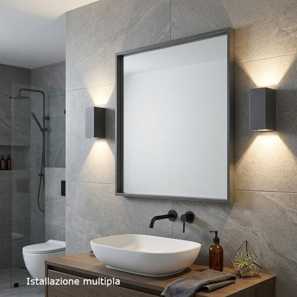 Applique moderno top light atene ag gu10 led ip65 biemissione alluminio - Top Light