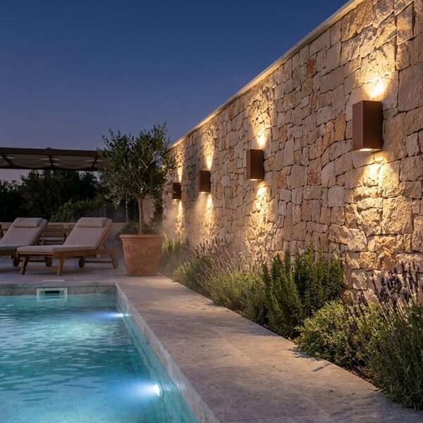 Applique classico top light atene ag co gu10 led ip65 biemissione alluminio - Top Light