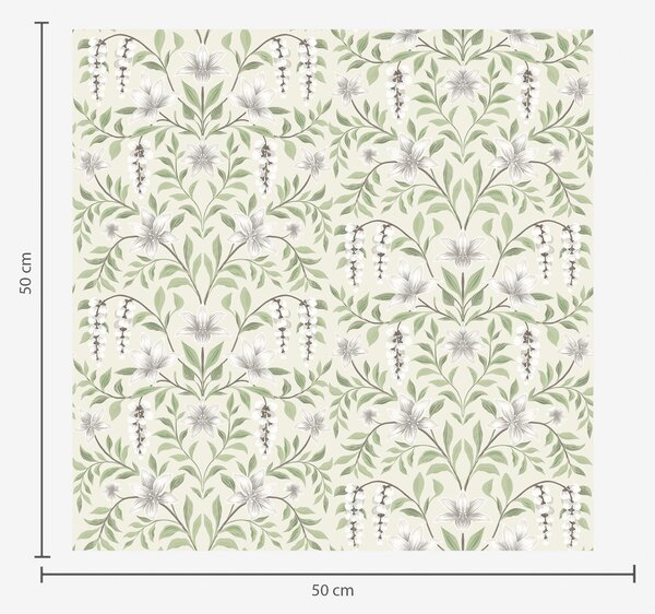 Carta da parati Ornamento leggero a forma di vite con fiori bianchi, simmetrico, Parati fiori e piante classici, a00609 : Uwalls.it