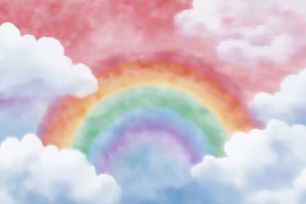 Carta da parati Arcobaleno tra le nuvole, Carta da parati per Bambini, Carta da parati per bambini Arcobaleno, w04644 : Uwalls.it