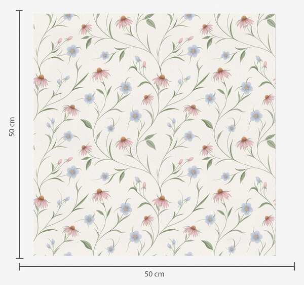 Carta da parati Margherite di campo ed echinacea su sfondo color crema, leggerezza, Parati fiori e piante classici, a00614 : Uwalls.it