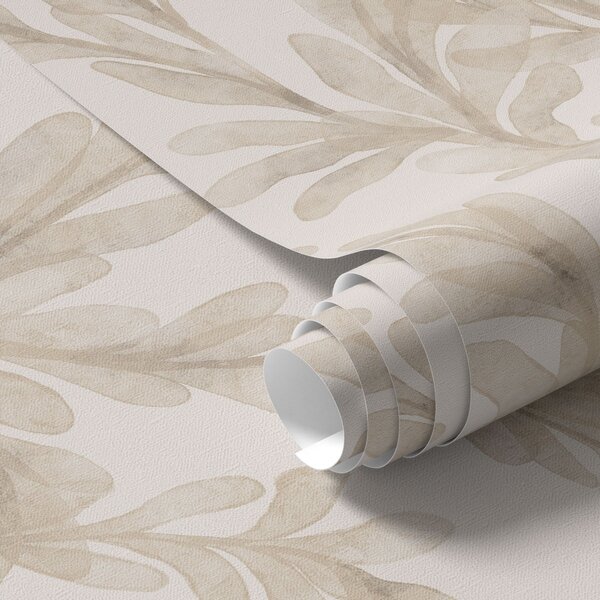 Carta da parati Rami color acquerello beige, delicato motivo botanico, Parati natura classici, Parati natura foglie classici, a00617 : Uwalls.it