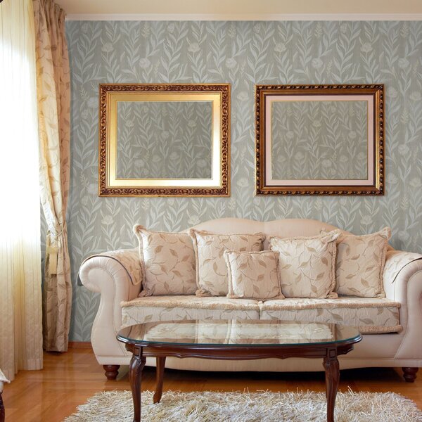 Carta da parati Erbe leggere e fiori su sfondo beige, linee abbozzate, Parati fiori e piante classici, a00618 : Uwalls.it