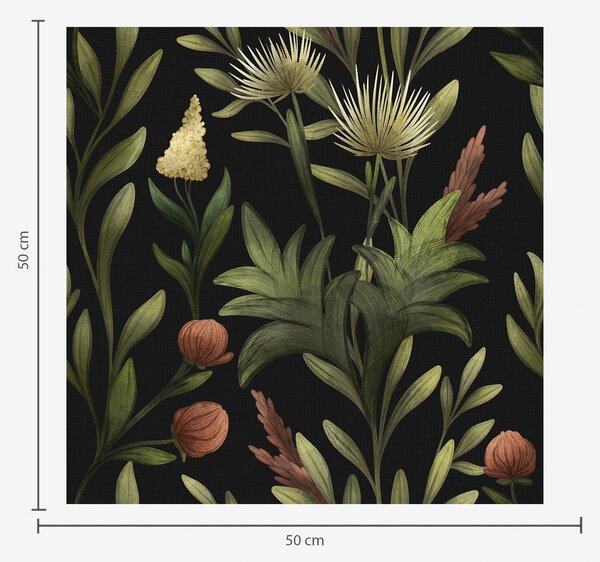 Carta da parati Erbe alte e fiori su sfondo nero, stampa dettagliata, Parati fiori e piante classici, a00620 : Uwalls.it
